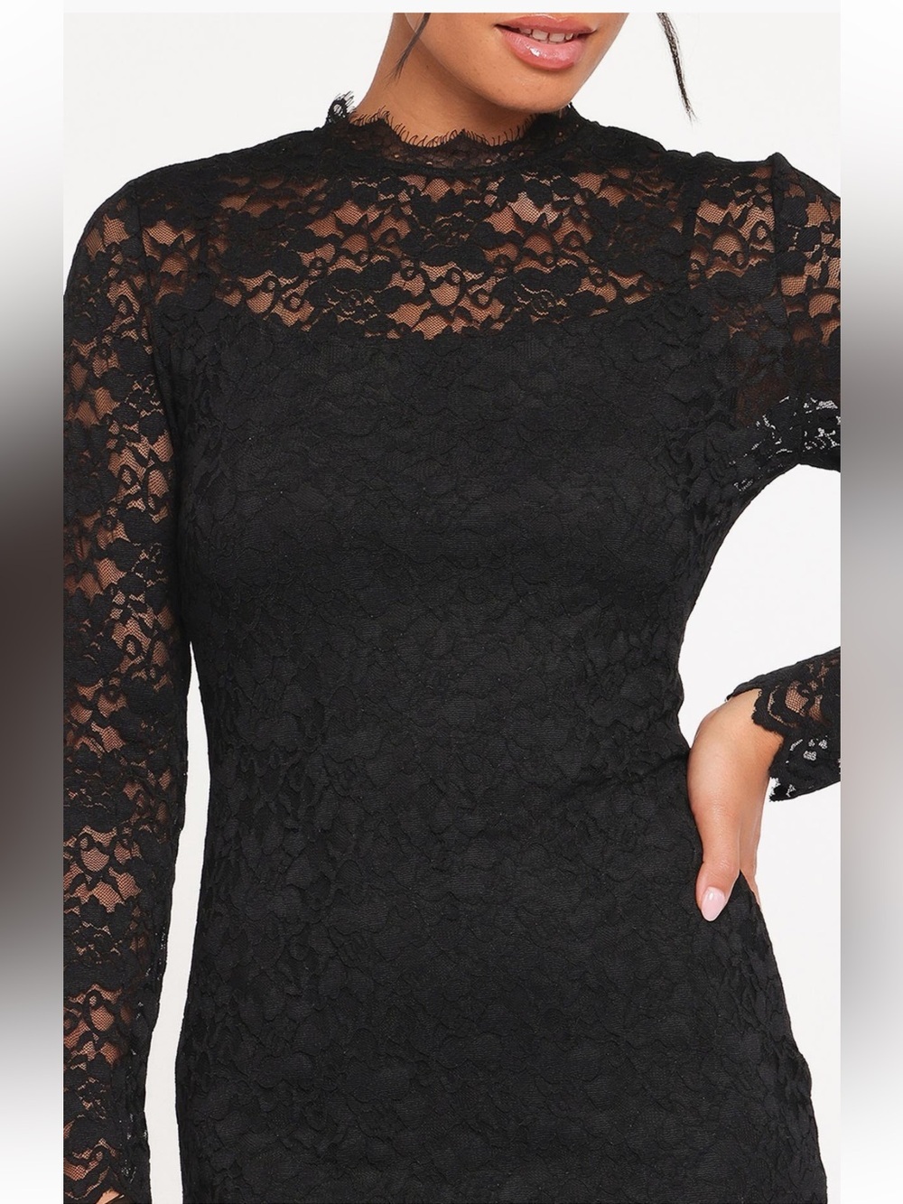 Petal & Pup Davina Black Lace Long Sleeve Midi Dress Small NWT - Picture 4 of 7